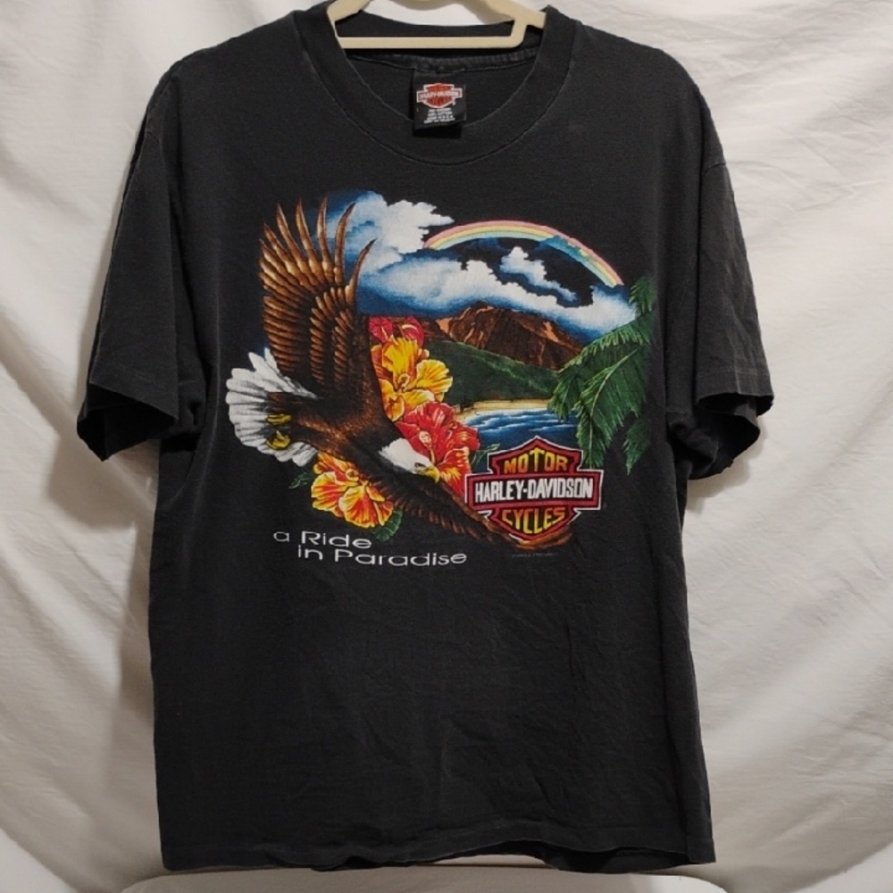 (X-52) Harley-Davidson A Ride In Paradise Honolulu Hawaii 1993 Y2K Shirt
